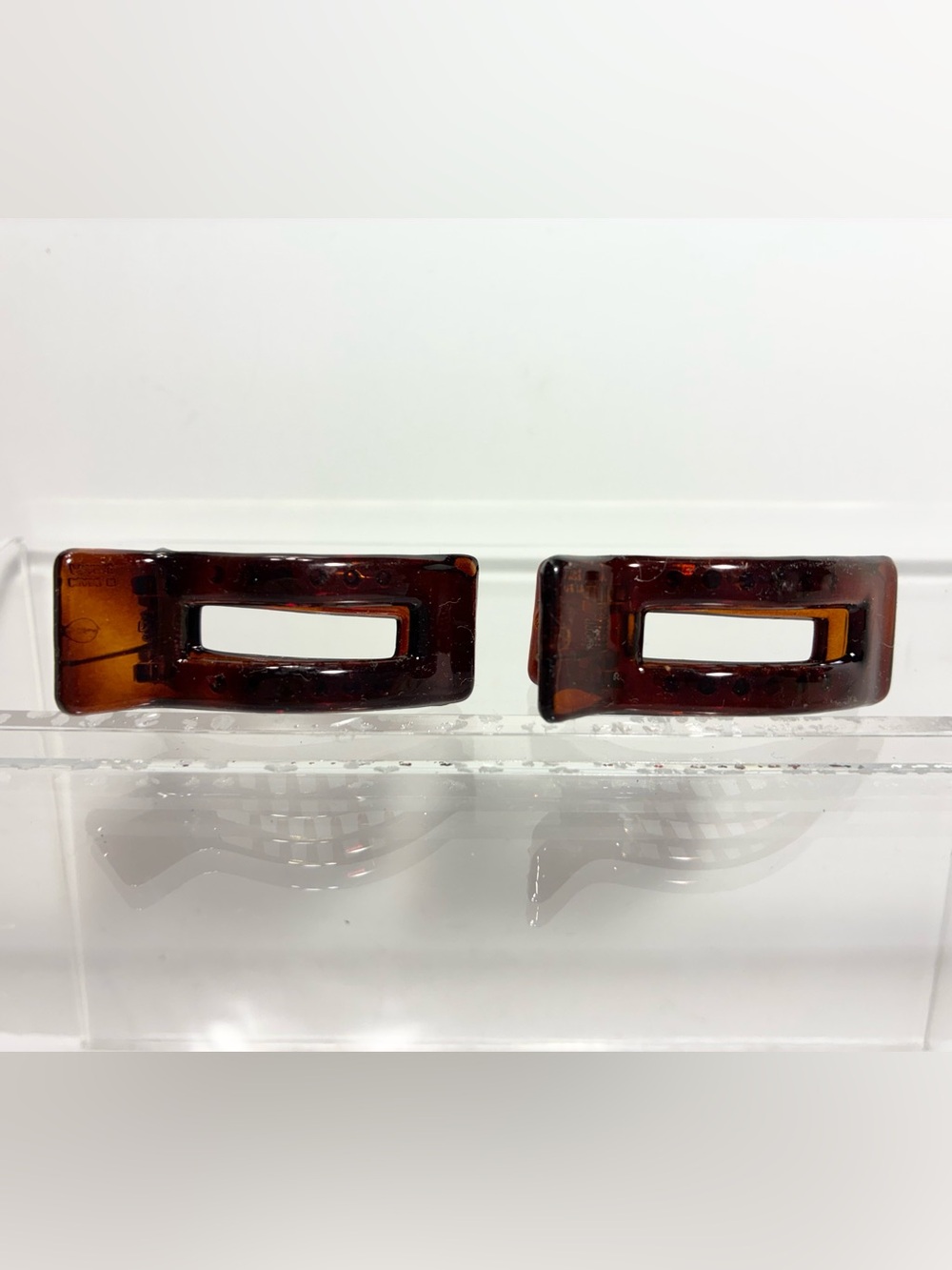 Made in France Amber Rectangle Curved Hair Clip Pair